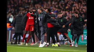Nunez's priceless reaction to Van Dijk's goal in Liverpool's Carabao Cup final victory against Chelsea.