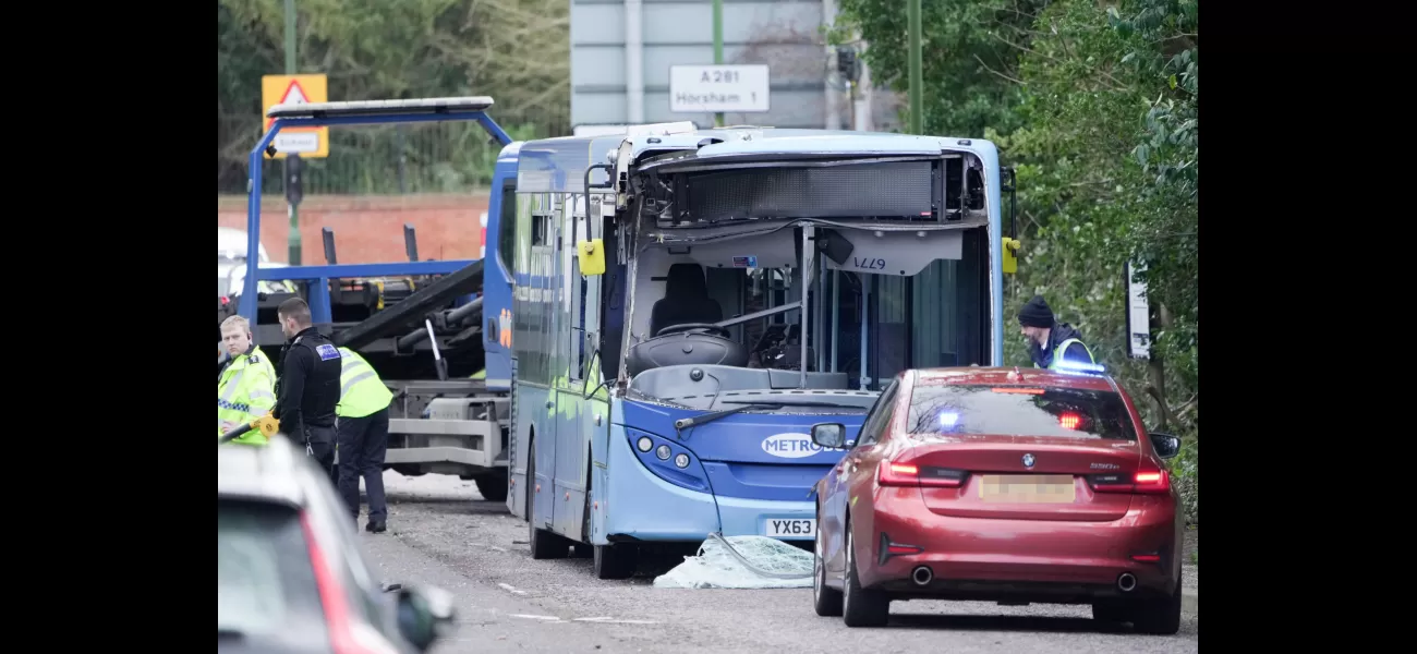 High winds cause tree to fall onto bus and van, injuring six individuals.