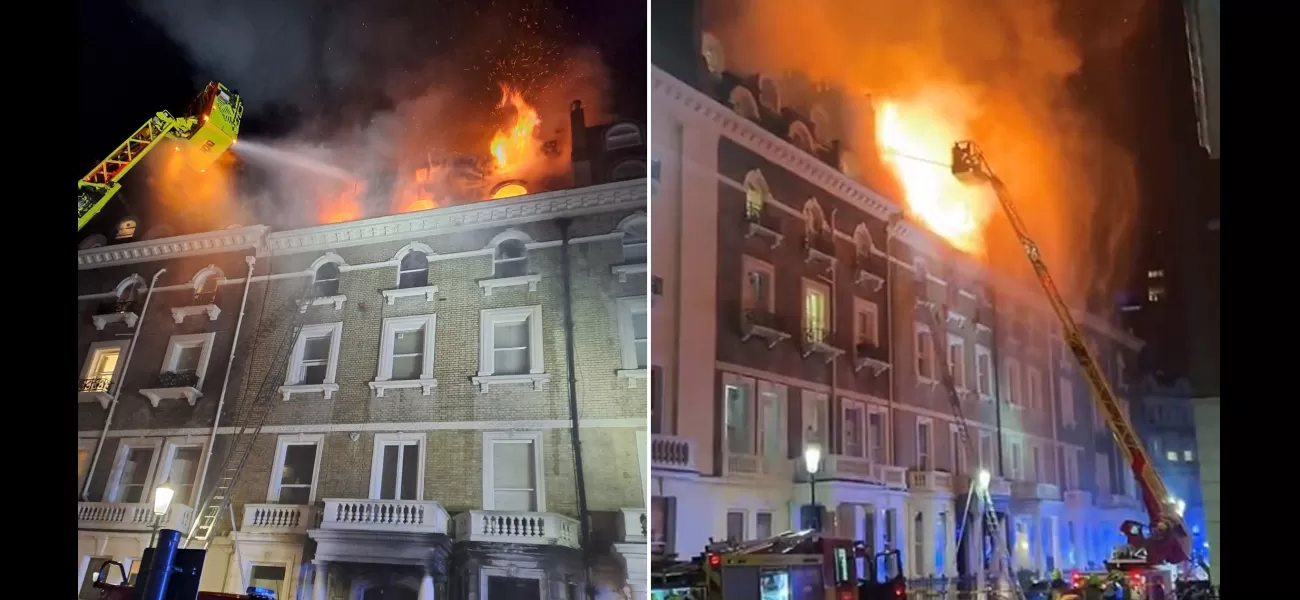 A major fire engulfs London apartments, resulting in 11 individuals hospitalized.
