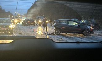 Many people hurt in big highway crash involving 15 cars.