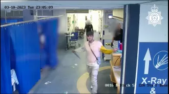 Police used a taser to subdue a man who was brandishing a knife and threatening hospital staff.