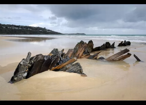 Recent winter storm exposes 130+ year old Victorian shipwrecks.