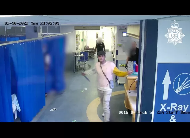 Police used a taser to subdue a man who was brandishing a knife and threatening hospital staff.
