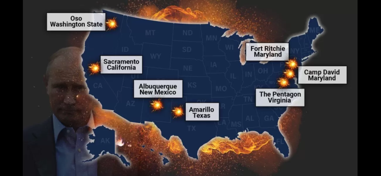 Map shows potential US targets in a nuclear war according to Putin's likely hit list.