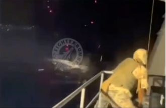 A Russian warship worth £170 million was sunk by a drone after a 20-minute fight.