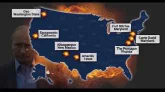 Map shows potential US targets in a nuclear war according to Putin's likely hit list.