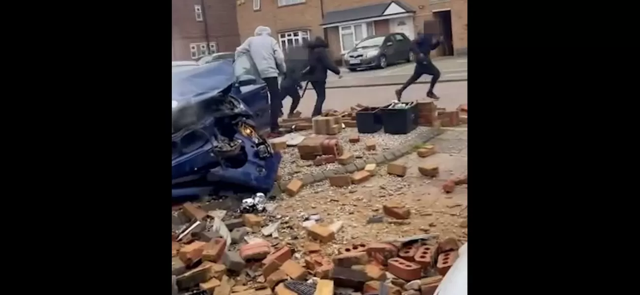 A car containing schoolkids crashes into a wall, and the children run away.