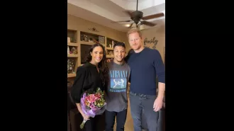 The Duke and Duchess of Sussex surprise a party by singing happy birthday.