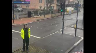 London's main road shut down due to law enforcement issue.