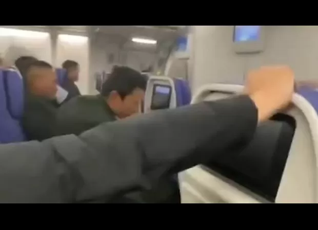 Video shows passengers terrified by strong turbulence on plane.