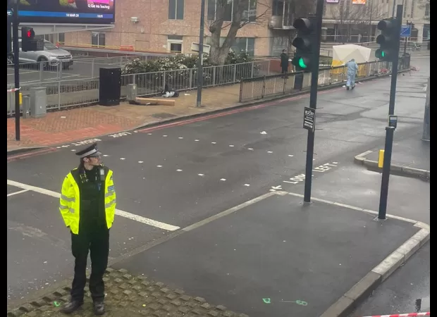 London's main road shut down due to law enforcement issue.