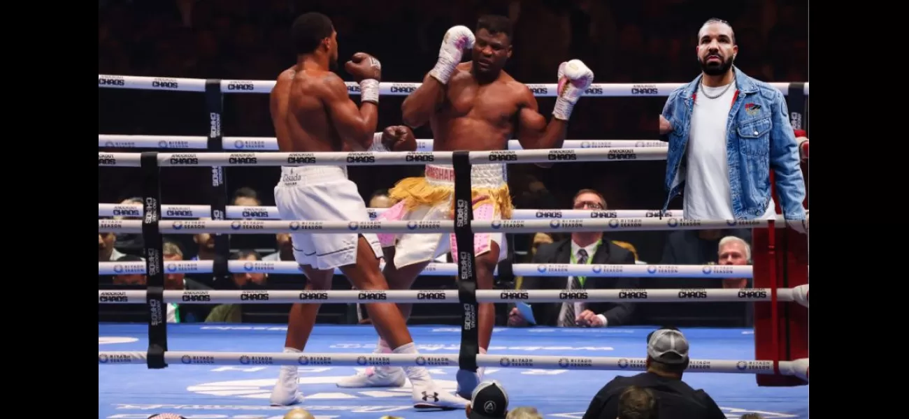 Drake loses big on his bet on Francis Ngannou as Anthony Joshua wins the boxing match.