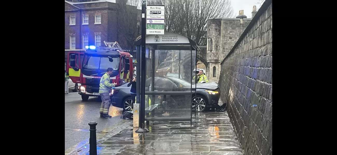 Vehicle smashes into historic castle, causing damage to walls.