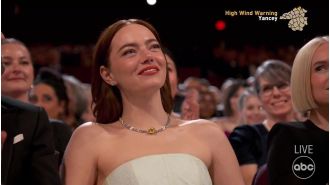 It was rumored that Emma Stone swore at Jimmy Kimmel after he made a comment about the Oscars.