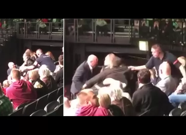 Security removed protesters from Crufts during best in show announcement.