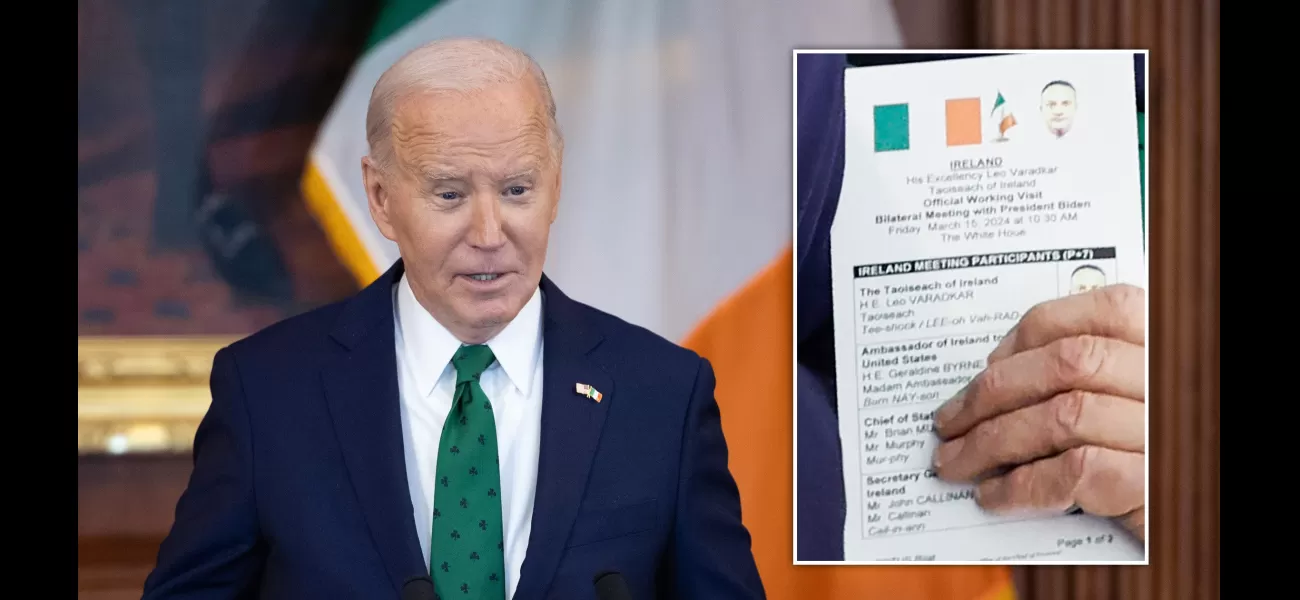 Biden caught using cue cards to help pronounce names of Irish leaders.