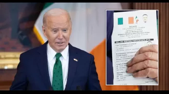 Biden caught using cue cards to help pronounce names of Irish leaders.
