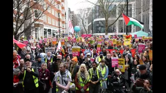 Protesters gather outside Home Office to show support for Diane Abbott.