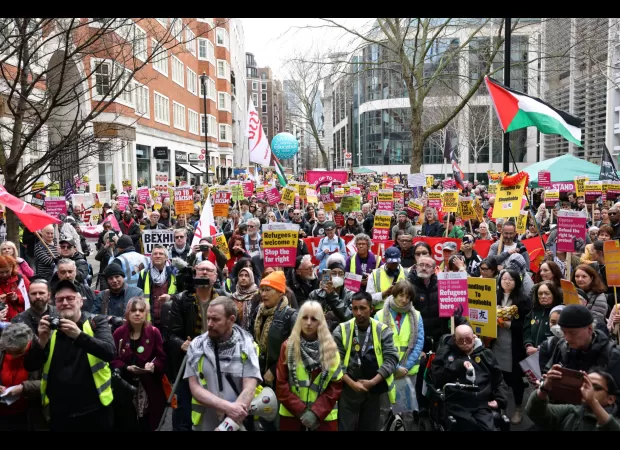 Protesters gather outside Home Office to show support for Diane Abbott.