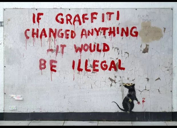 Discover where to see Banksy's most iconic graffiti with this guide to the artist's top locations.