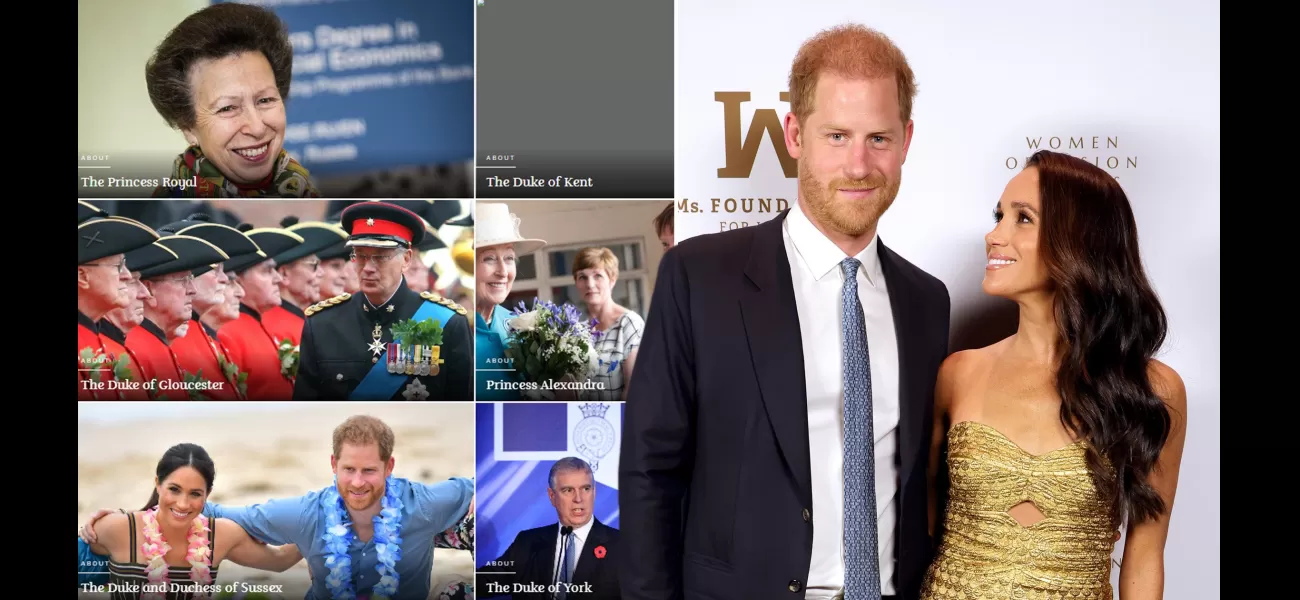 Prince Harry and Meghan Markle's spot on the Royal Family website has been moved to a lower spot beside Prince Andrew.