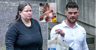 A Deliveroo driver attacked a customer's thumb in a dispute over pizza.