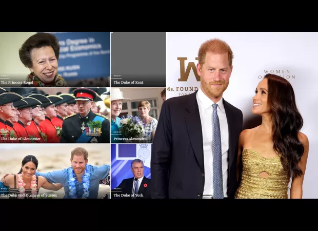Prince Harry and Meghan Markle's spot on the Royal Family website has been moved to a lower spot beside Prince Andrew.