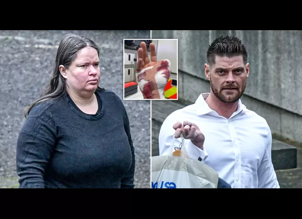 A Deliveroo driver attacked a customer's thumb in a dispute over pizza.