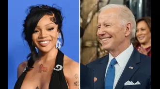 GloRilla, accompanied by Joe Biden, attends White House reception for Women's History Month.