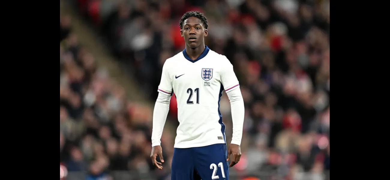 Portuguese soccer star Bruno Fernandes congratulates young Manchester United player Kobbie Mainoo on his debut with the England team.