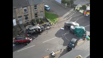 Two fatalities and seven injured in massive car collision.