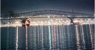 Massive bridge crumbles after vessel crashes into it, measuring 9,000 feet in length.