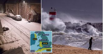 Snow greets Brits before being hit by 70mph Storm Nelson.