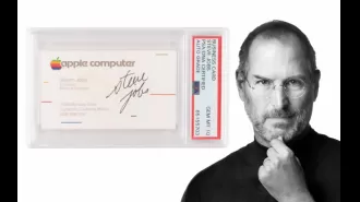 Steve Jobs' autographed business card sells for $181,000 at auction.