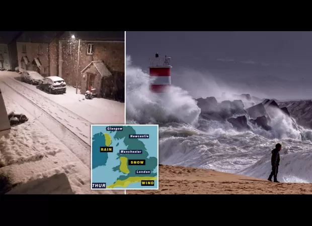 Snow greets Brits before being hit by 70mph Storm Nelson.