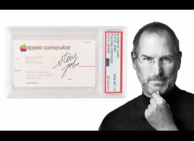 Steve Jobs' autographed business card sells for $181,000 at auction.