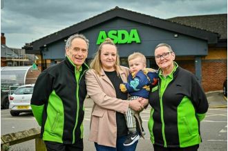 Asda employees rescue baby during seizure at store.