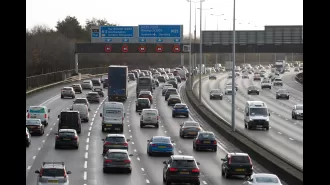 Traffic chaos on UK motorways as car catches fire on M40.