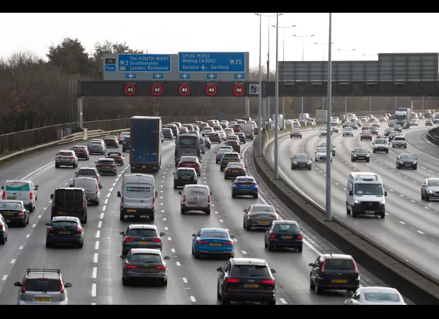 Traffic chaos on UK motorways as car catches fire on M40.