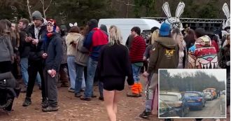 Police evict large crowd from Easter party.