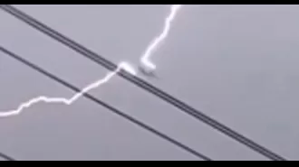 During a large storm, a plane appears to have been hit by lightning.