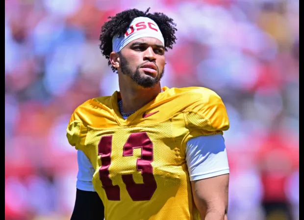 Caleb Williams' pink accessories cause a stir on social media with teasing comments.