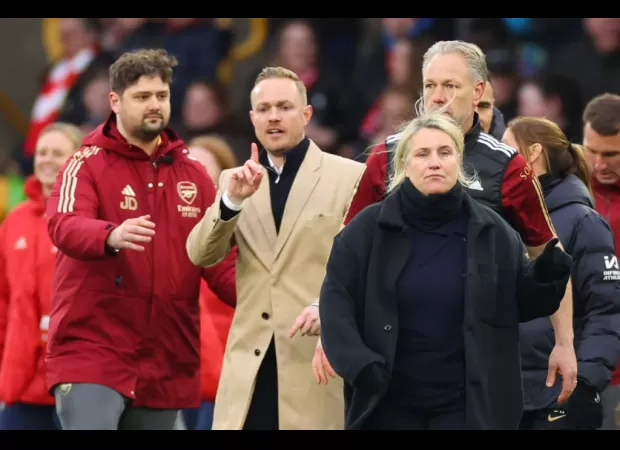 Eidevall of Arsenal addresses Hayes' accusation of 'male aggression' in the Women's League Cup final.