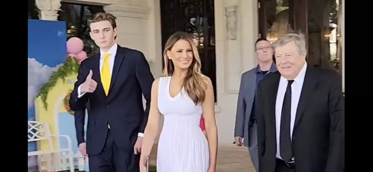 Melania Trump happily escorts her 18-year-old son Barron to Easter brunch.