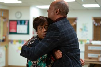 Yolande Trueman deeply distressed by disturbing sexual harassment on EastEnders, situation escalates.