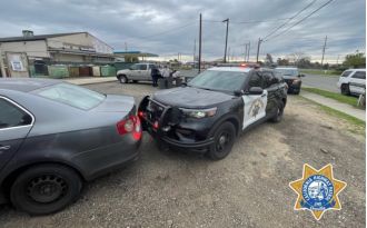 A 9-year-old boy drove his mother's car to school and crashed into a police car.