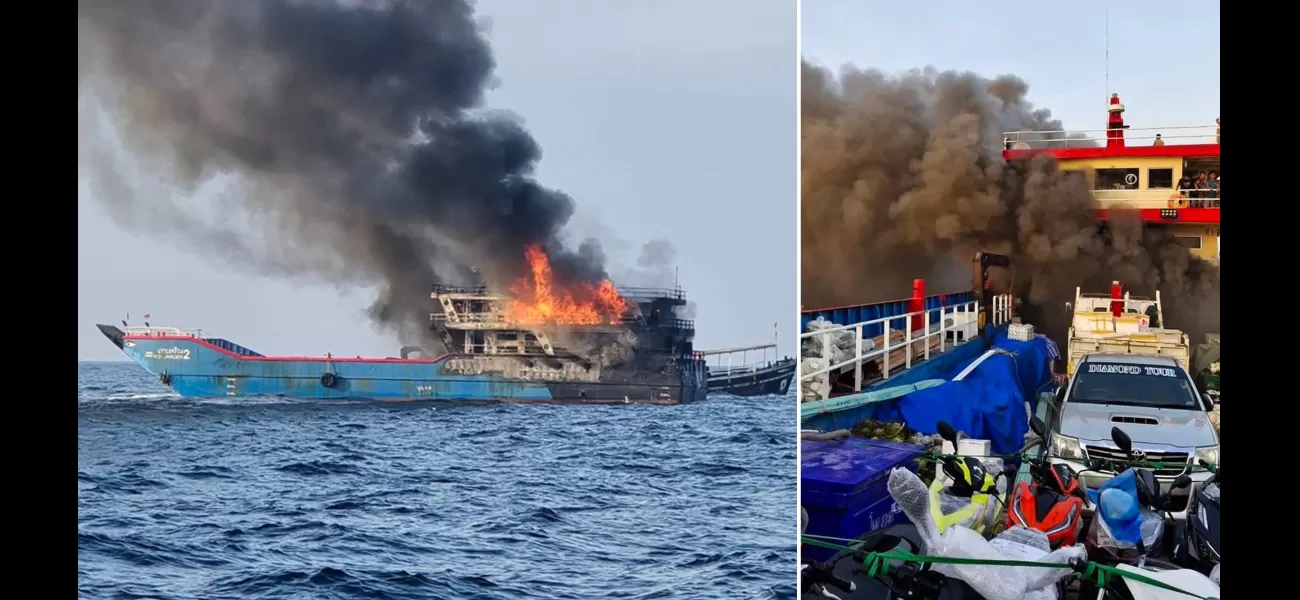 Tourists jump off burning boat near 'Death Island' to save themselves.