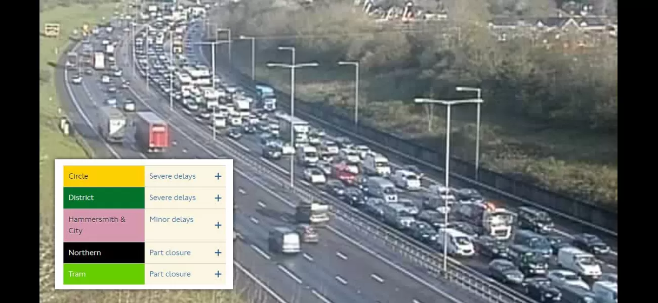 Crash on M25 closes road, London Underground faces major delays due to train issue.