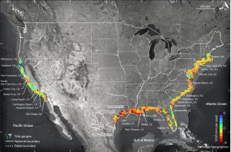 The map reveals US cities most in danger of being submerged.