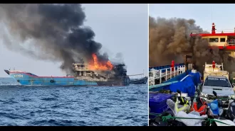 Tourists jump off burning boat near 'Death Island' to save themselves.